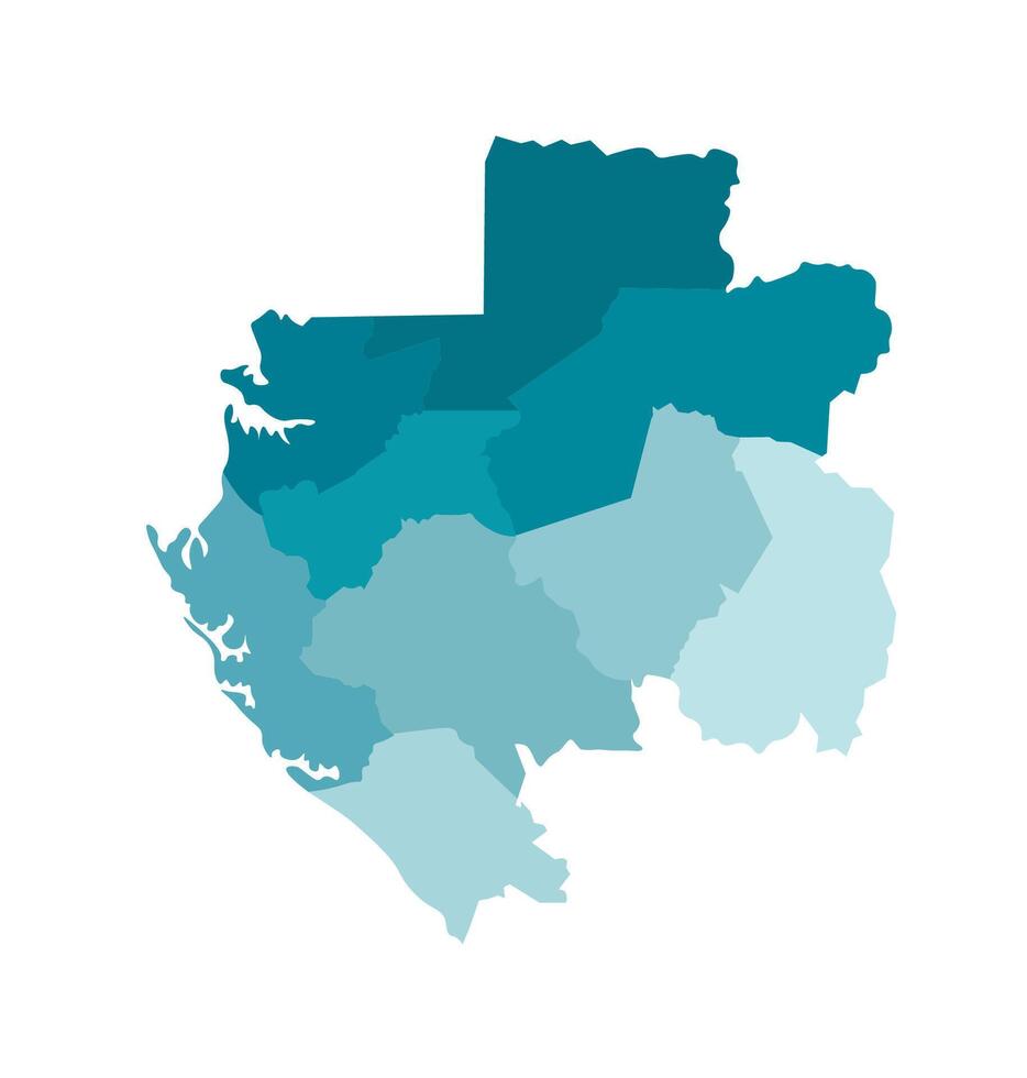 vettore isolato illustrazione di semplificato amministrativo carta geografica di Gabon. frontiere di il province, regioni. colorato blu cachi sagome.
