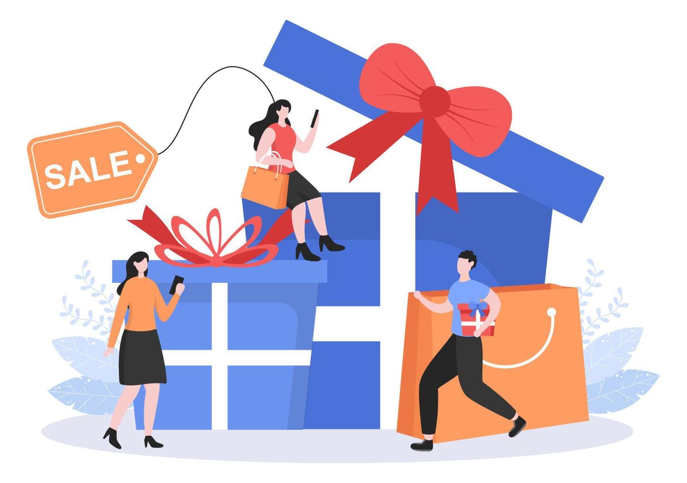 regalo in vendita per dare un grande sconto con palloncino, carta di credito e shopping bag per banner o poster del sito web. illustrazione vettoriale di sfondo