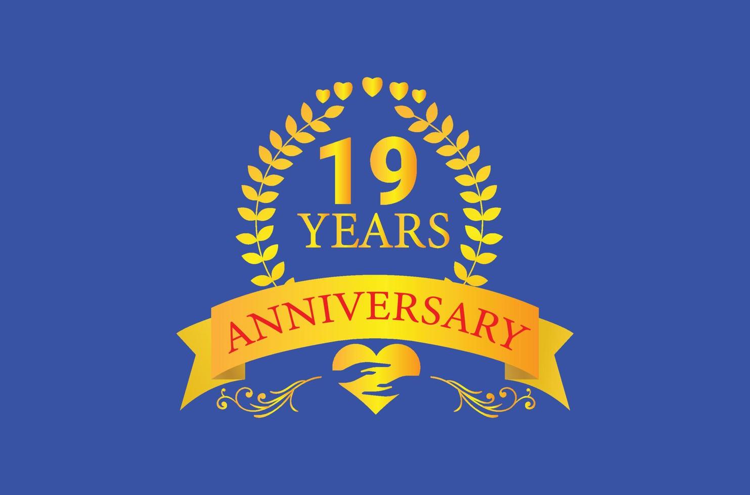 Logo dell'anniversario di 19 anni e design dell'icona vettore