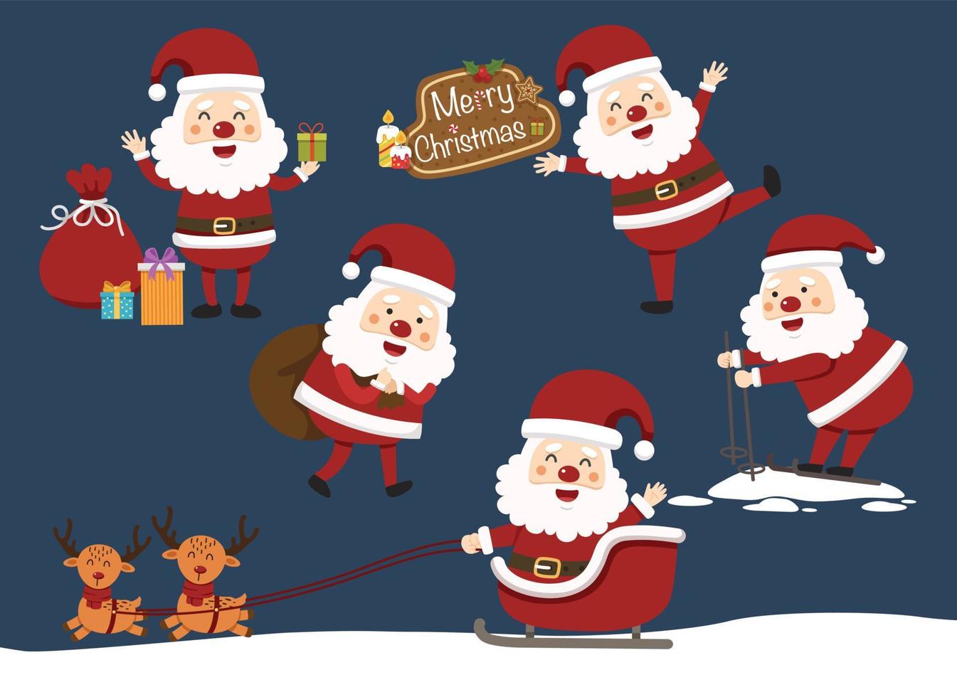 babbo natale felice anno nuovo e buon natale illustrazione vettoriale