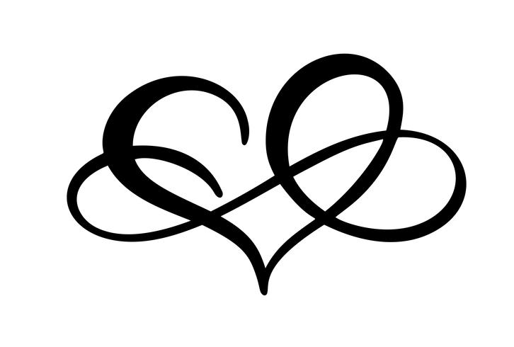 Amore cuore con il segno dell&#39;infinito. Icona per biglietto di auguri o matrimonio, San Valentino, tatuaggio, stampa. Vector l&#39;illustrazione di calligrafia isolata su una priorità bassa bianca