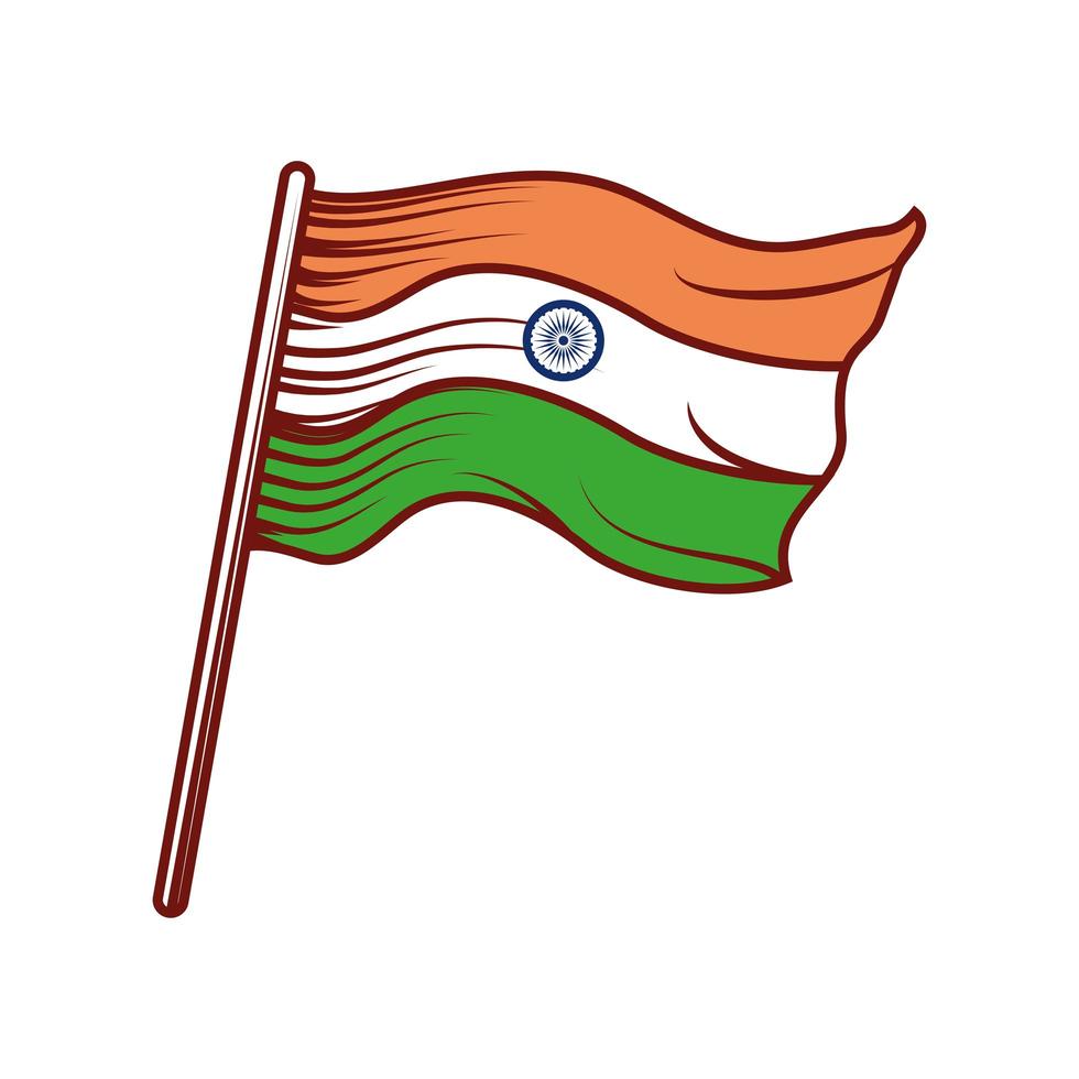 bandiera dell'india in pole vettore