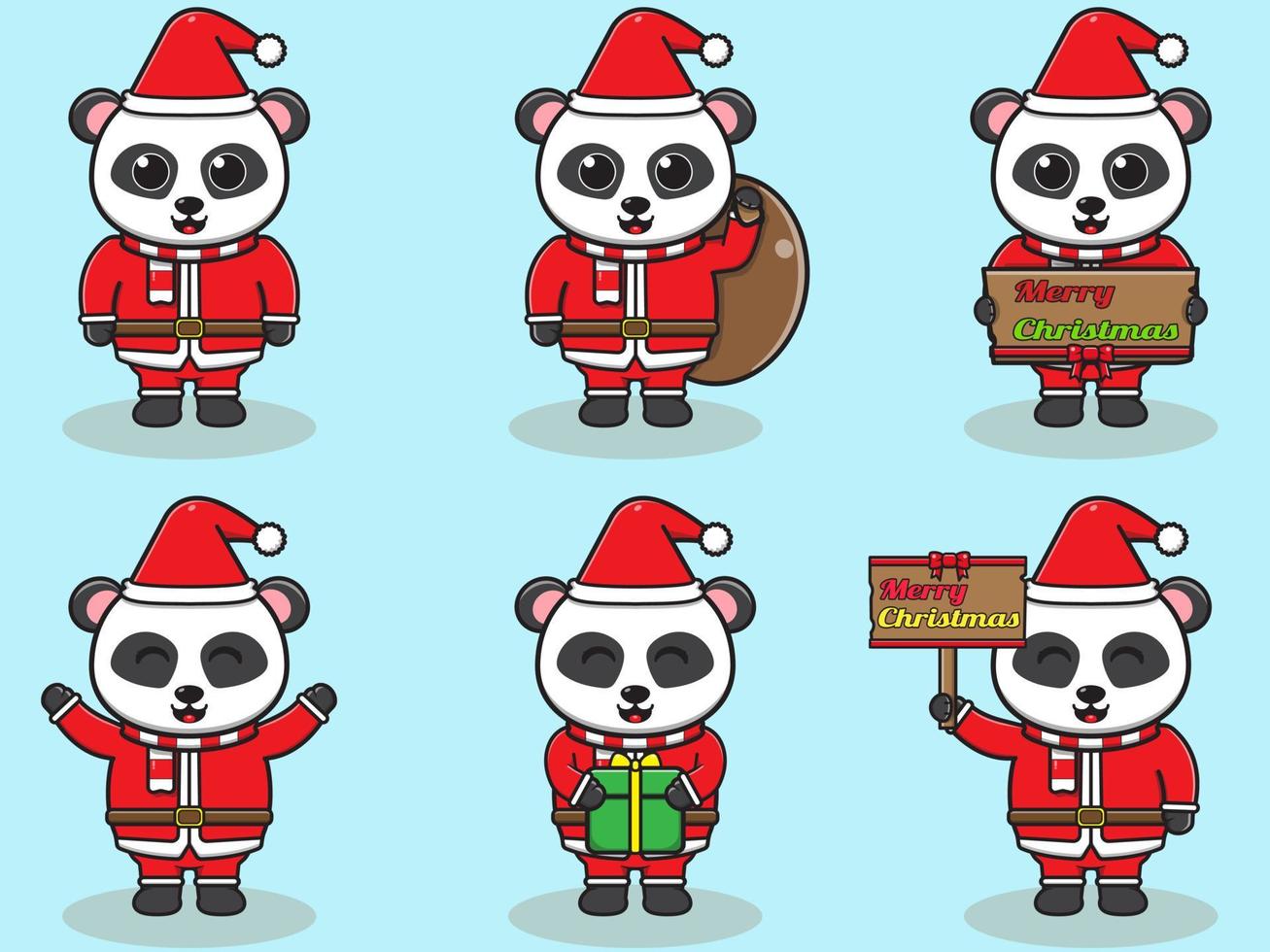 simpatico panda babbo natale illustrazione vettoriale