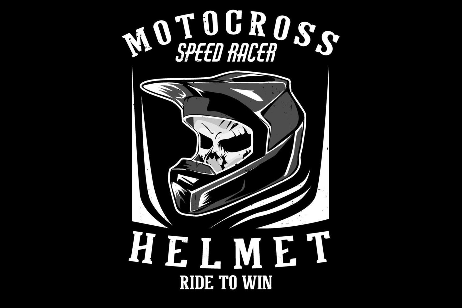 disegno della siluetta del casco di motocross del cranio vettore