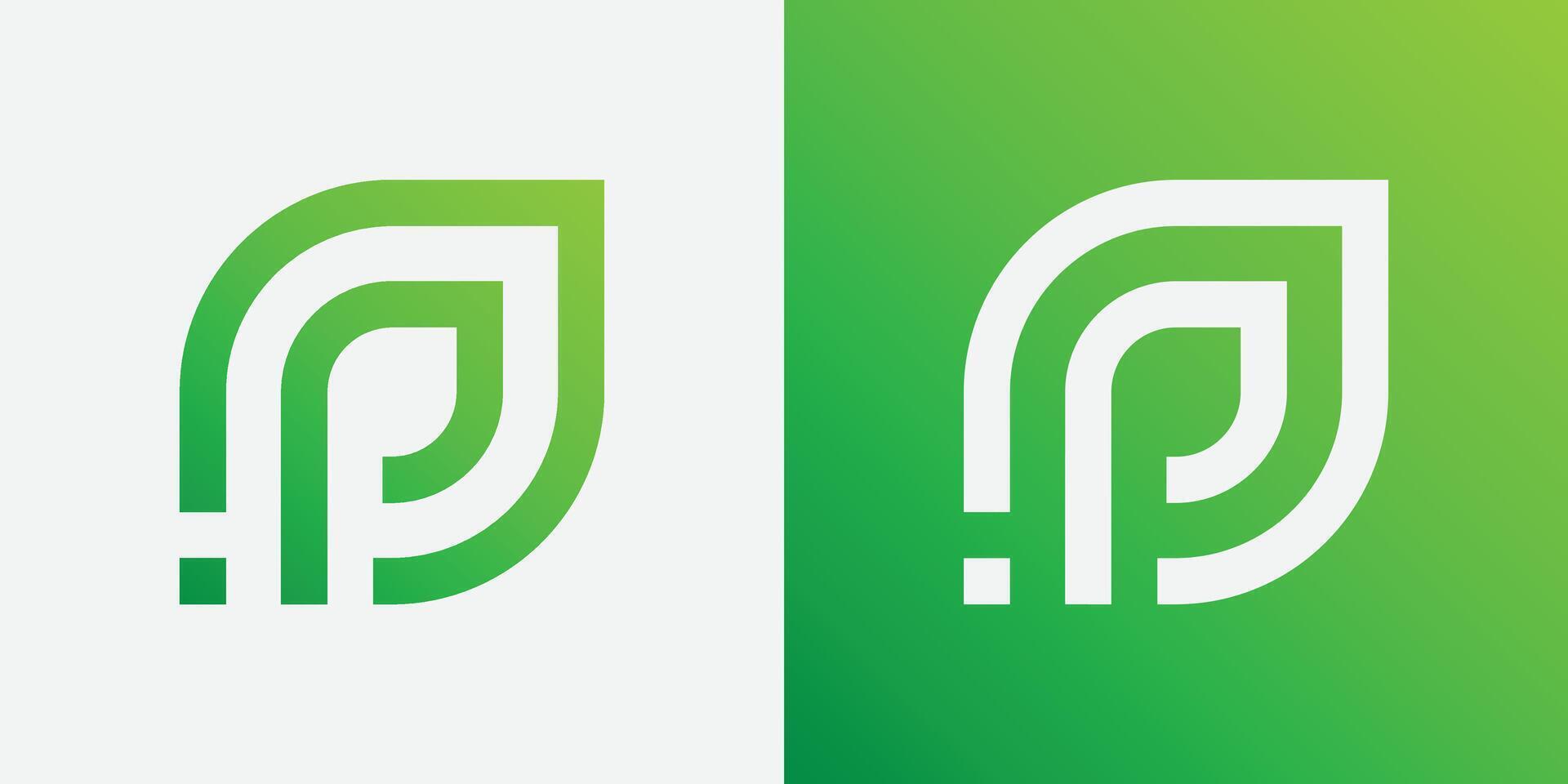 lettera p alfabeto naturale verde icone foglia logo vettore