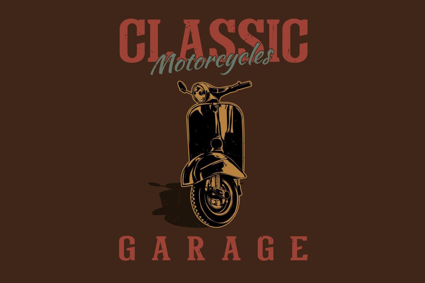 design classico della silhouette del garage della motocicletta vettore