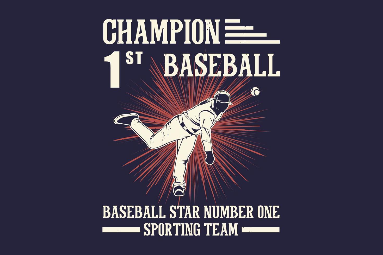 campione di baseball squadra sportiva baseball star numero uno silhouette design vettore