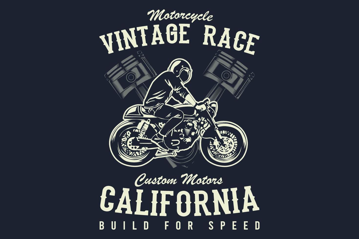 moto vintage corsa motori personalizzati california silhouette design vettore