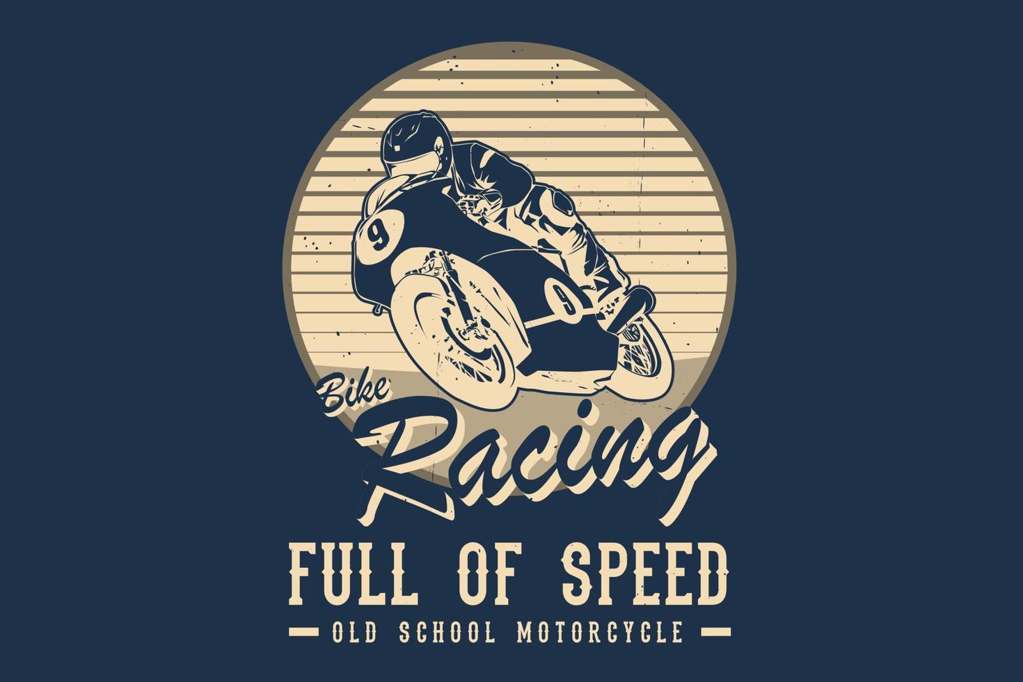 bici da corsa piena di velocità design silhouette moto vecchia scuola vettore