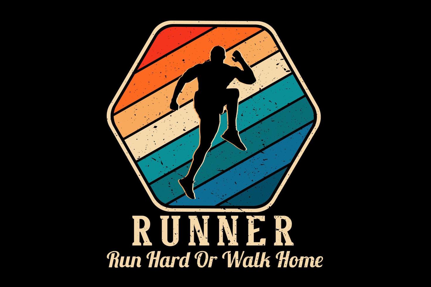 runner corri duro o cammina a casa silhouette tshirt design vettore