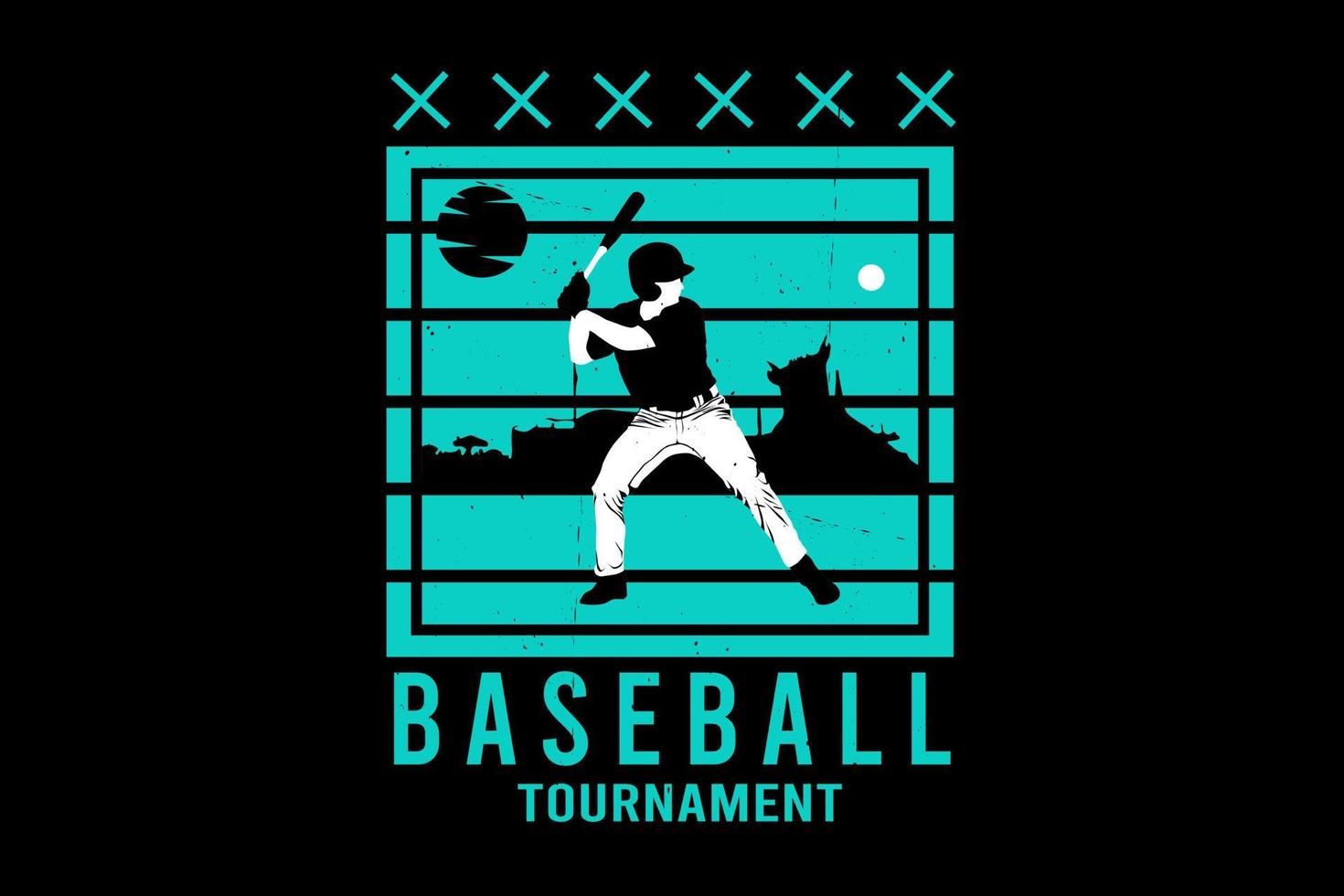 disegno della siluetta del torneo di baseball vettore