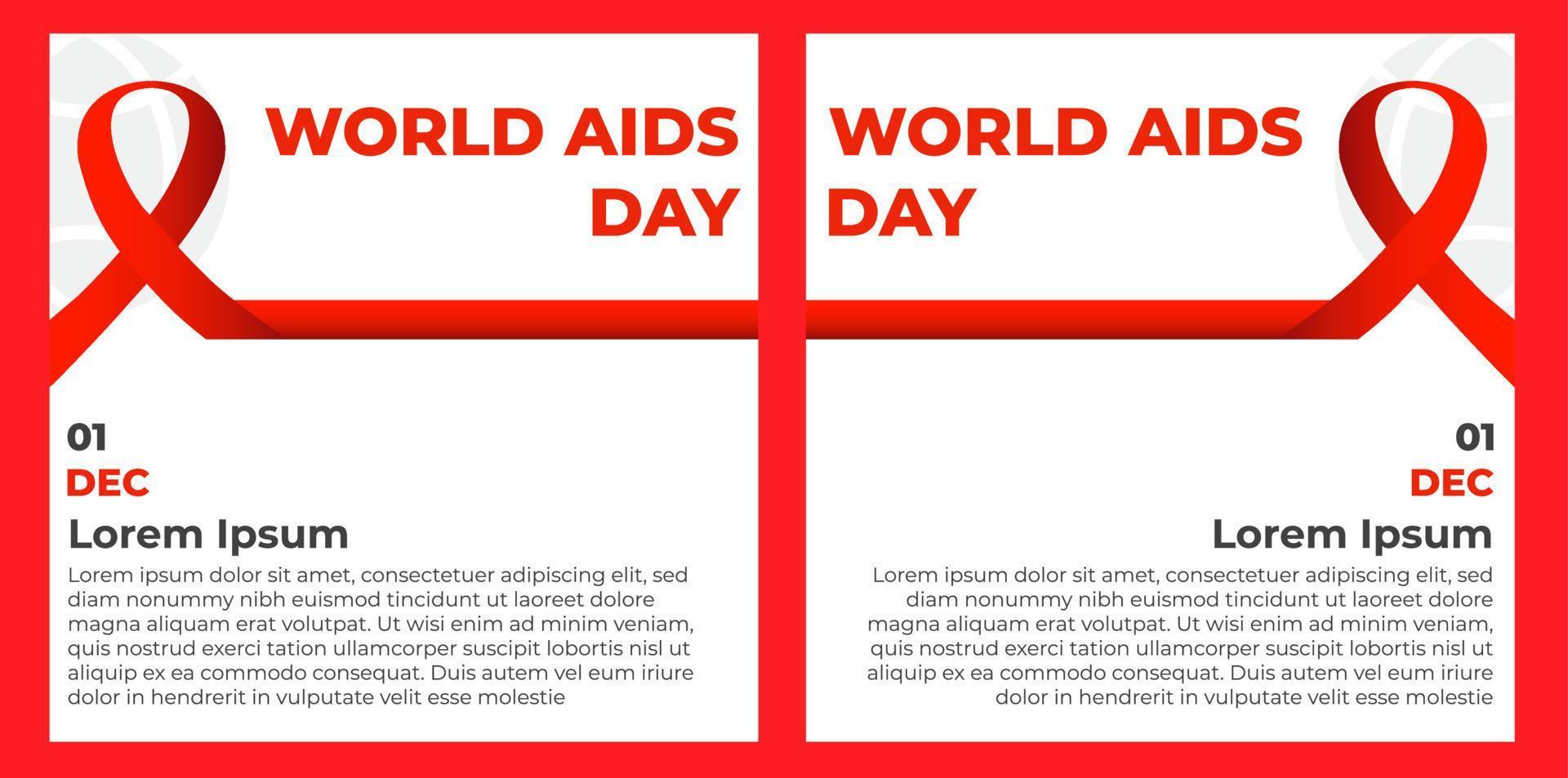 set di post sui social media per la giornata mondiale dell'AIDS. vettore