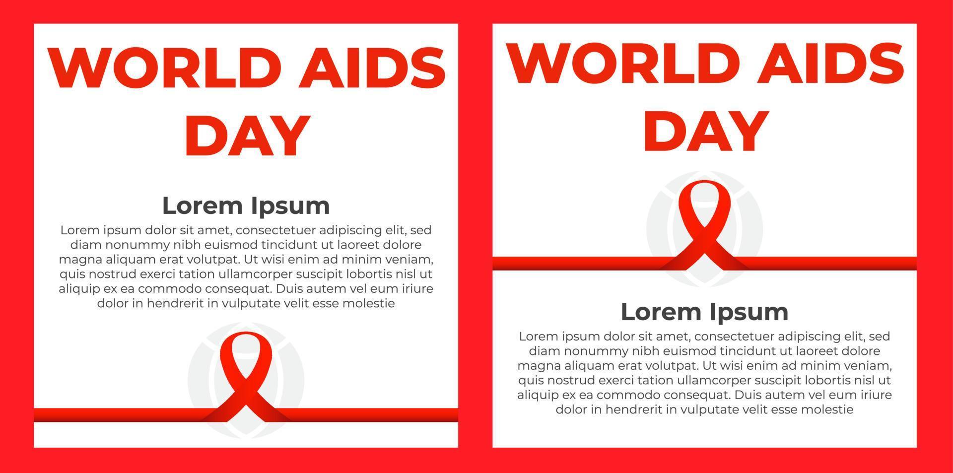 set di post sui social media per la giornata mondiale dell'AIDS. vettore