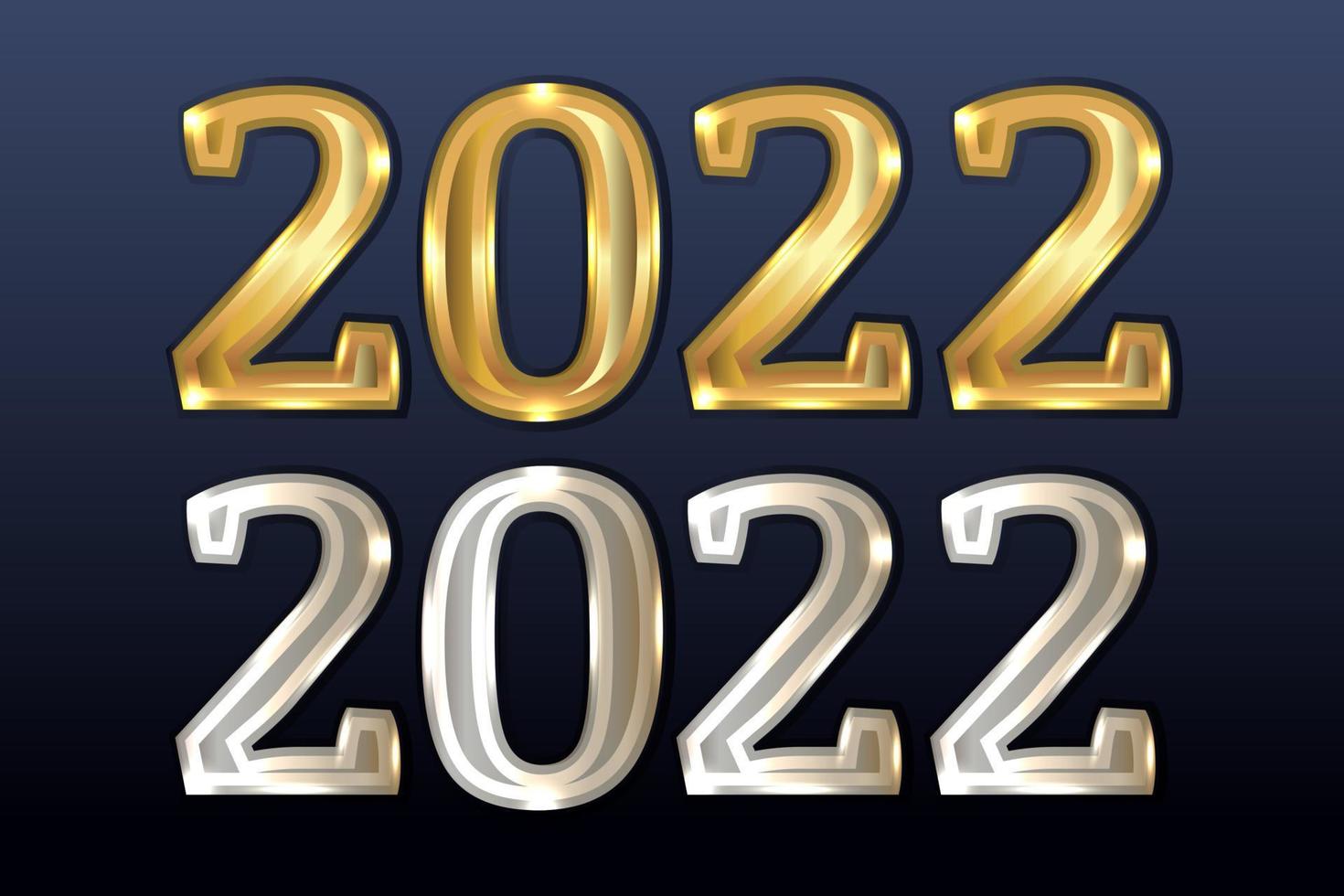 set di numeri di metallo 2022 vector