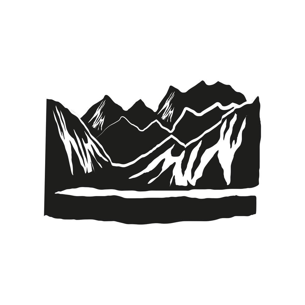 silhouette fiume di montagna vettore