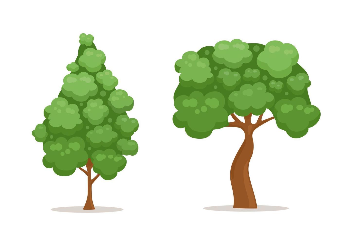 alberi in stile piatto cartone animato. set. illustrazione vettoriale