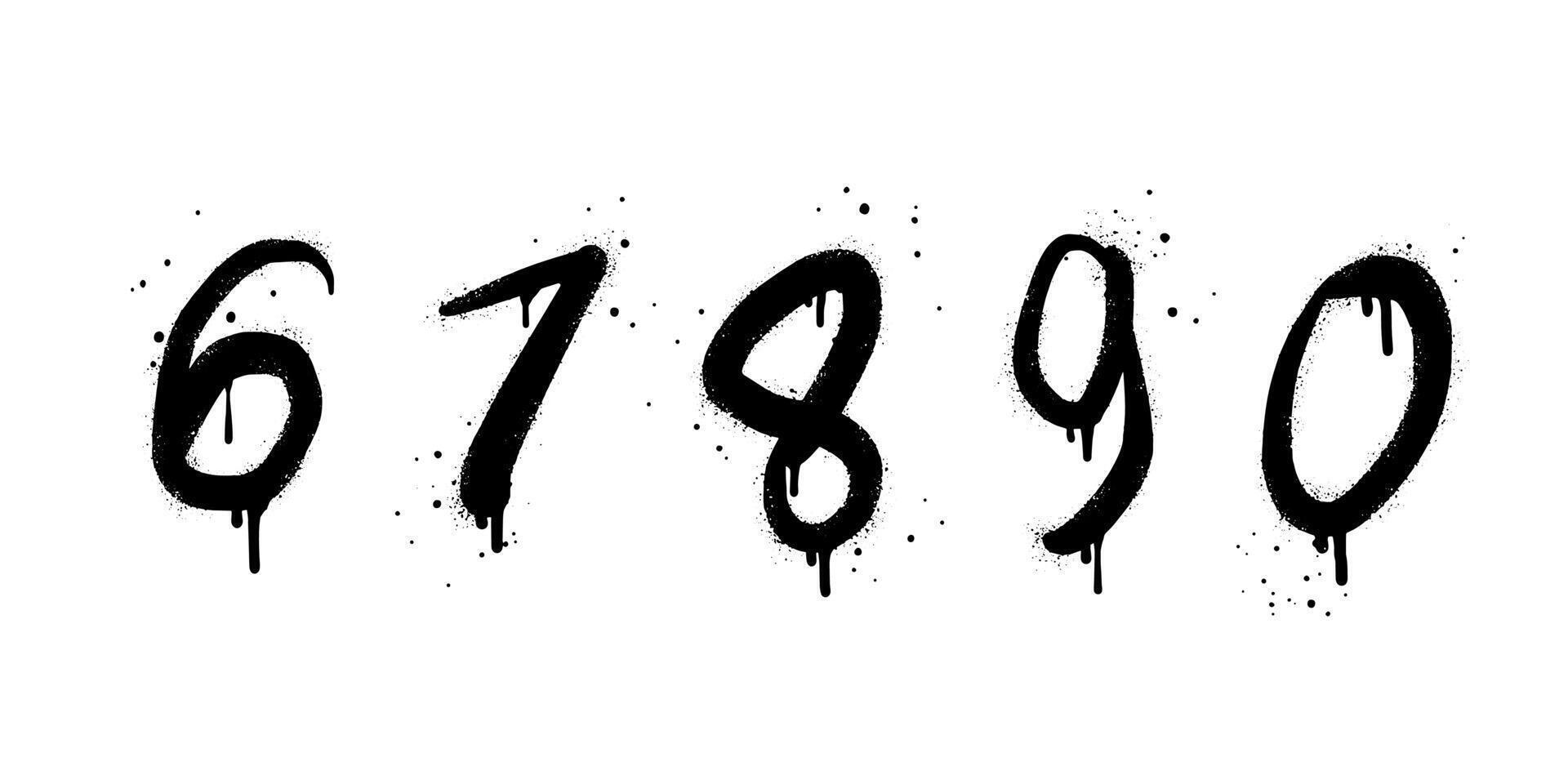 spray dipinto graffiti di numero su impostare. alfabeto gocciolare simbolo. isolato su bianca sfondo. vettore illustrazione