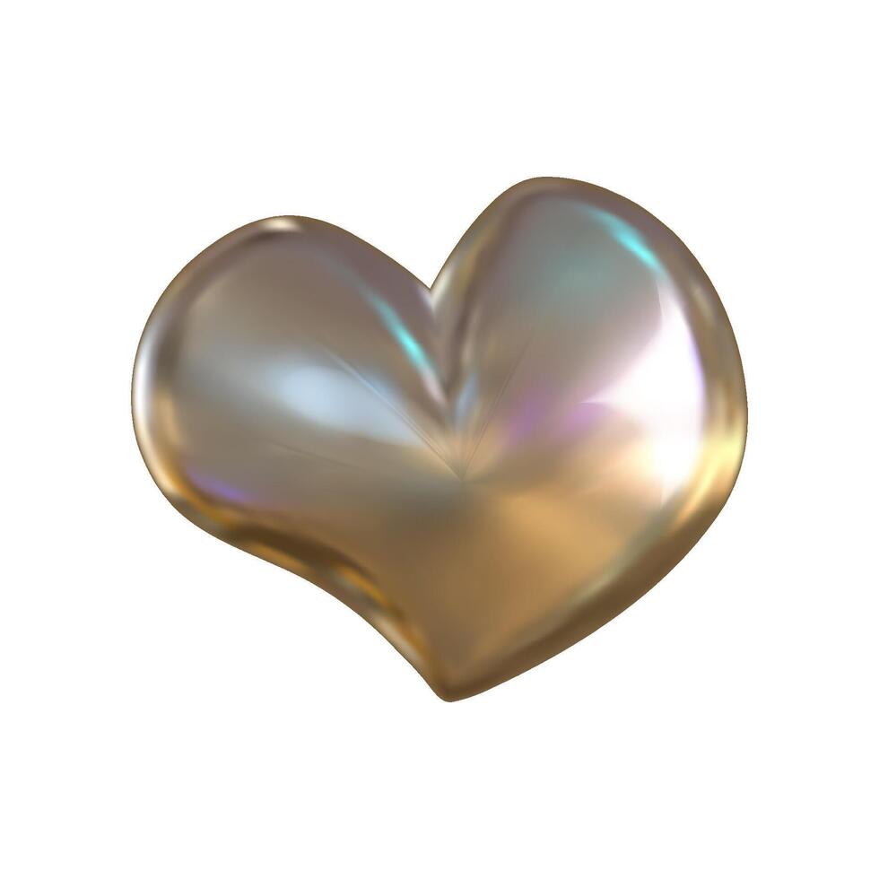 3d y2k cromo lucido argento elemento. astratto forma cromo metallo rendere. y2k modulo cuore. vettore illustrazione 3d rendere.