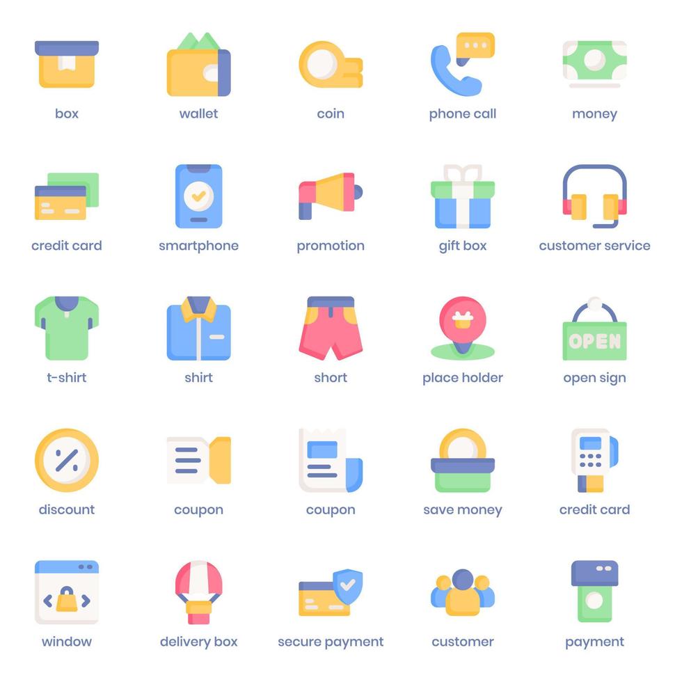 pacchetto di icone per lo shopping e l'e-commerce per il design del tuo sito web, il logo, l'app, l'interfaccia utente. shopping ed e-commerce icona design piatto. illustrazione grafica vettoriale e tratto modificabile.