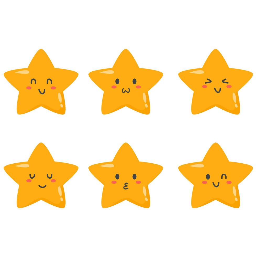 raccolta di icone emoticon di un simpatico cartone animato stella vettore