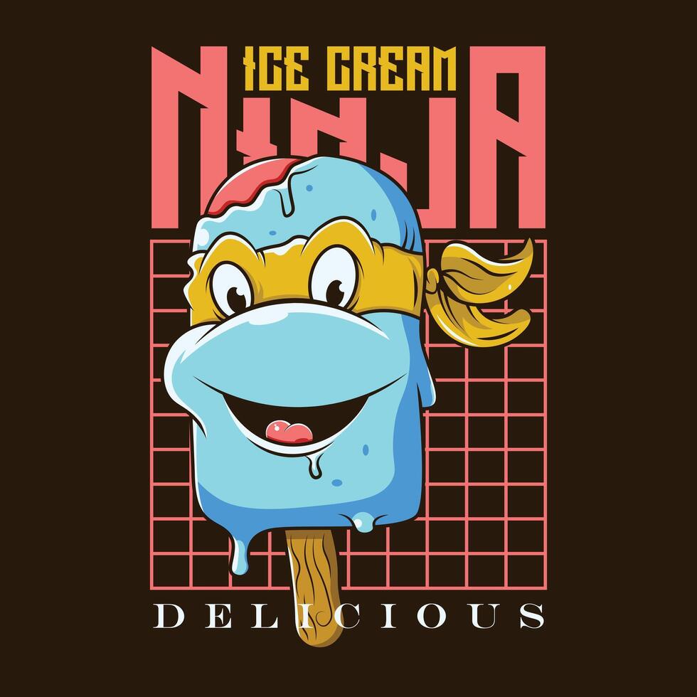 ghiaccio crema logo design illustrazione, manifesto, ghiaccio crema ninja personaggio logo vettore