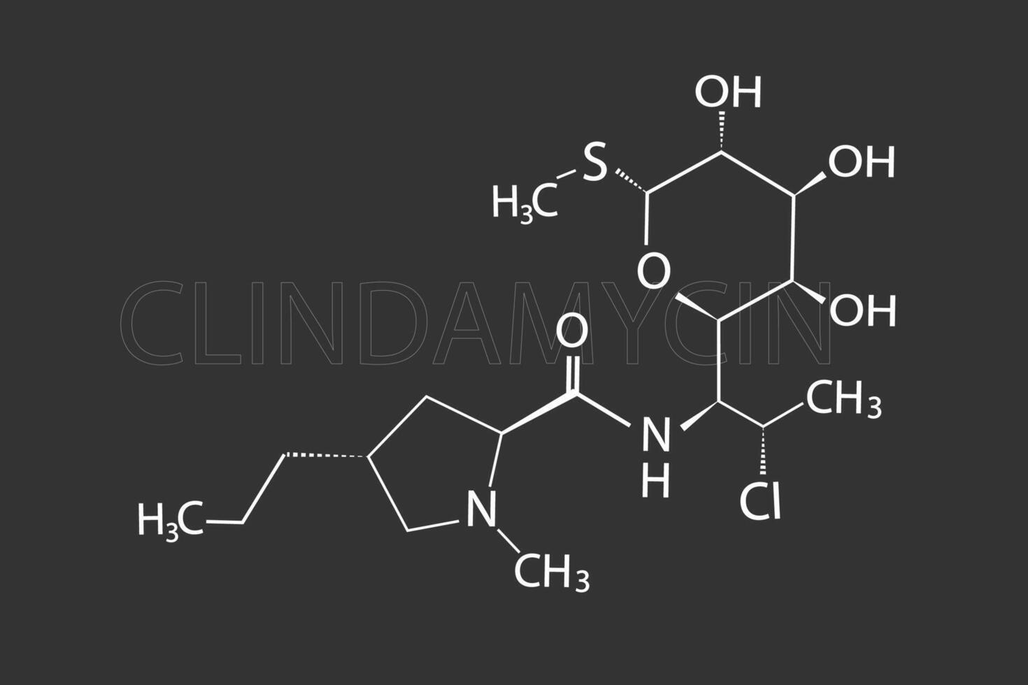 clindamicina molecolare scheletrico chimico formula vettore