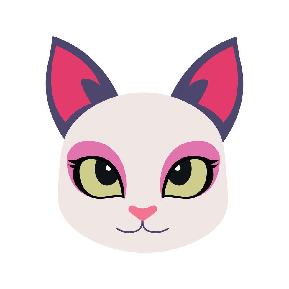 carino gatto testa cartone animato vettore illustrazione. gatto viso avatar illustrazione