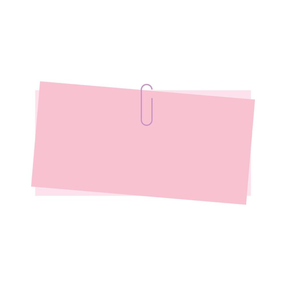 rosa carta Nota con clip vettore illustrazione