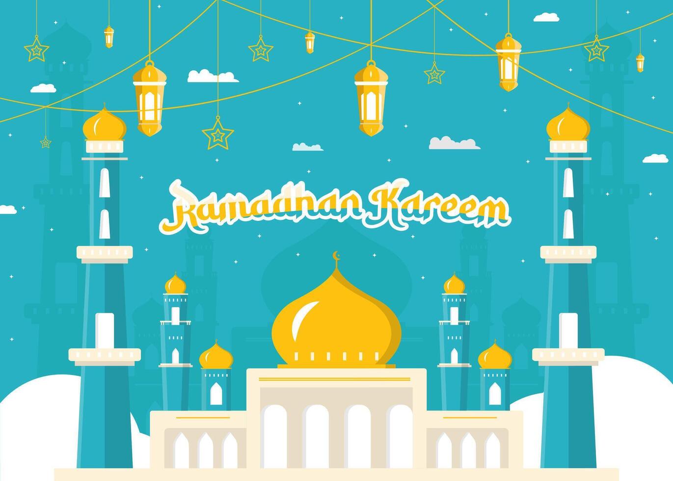 cartolina d'auguri di Ramadan Kareem vettore