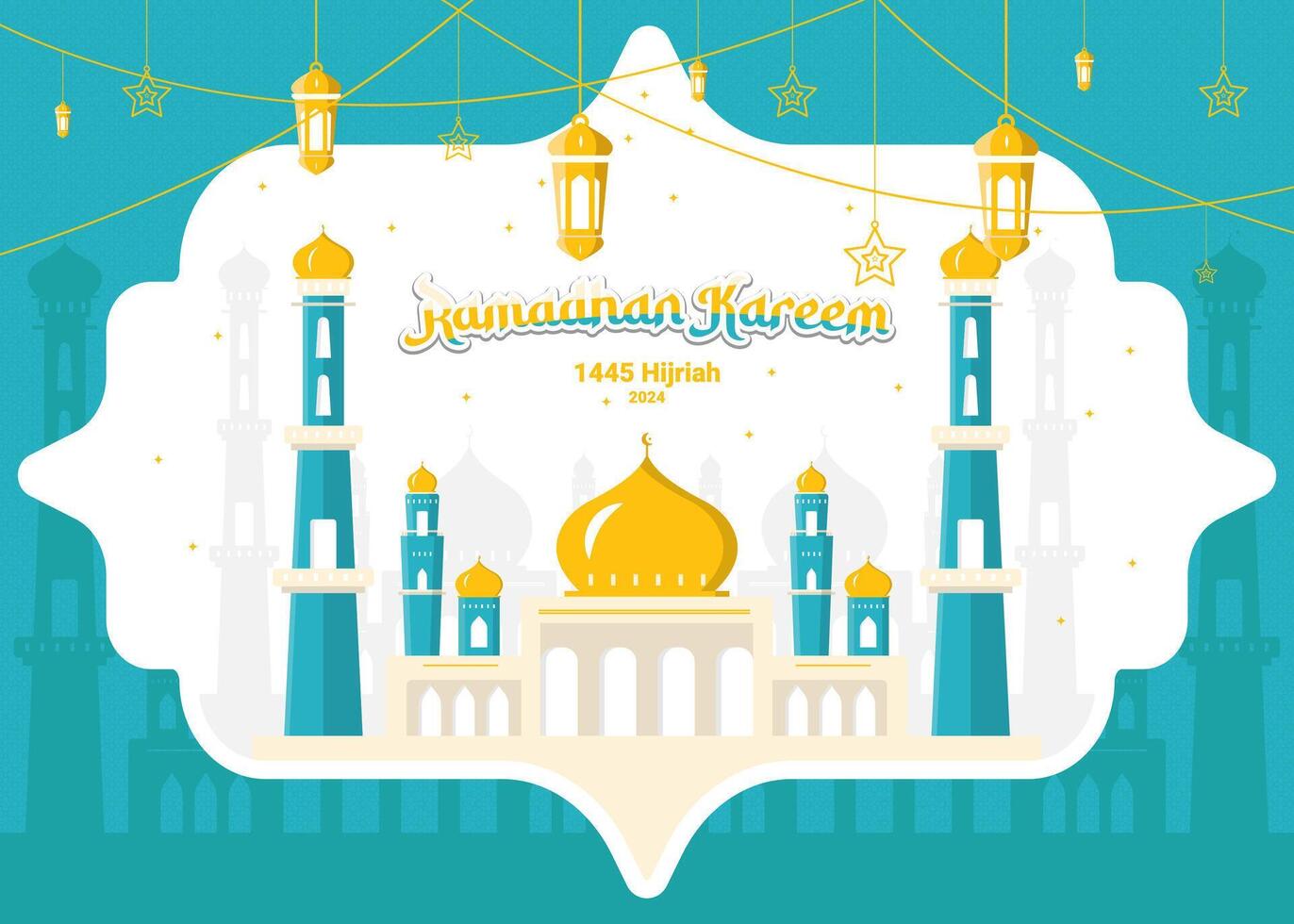 cartolina d'auguri di Ramadan Kareem vettore