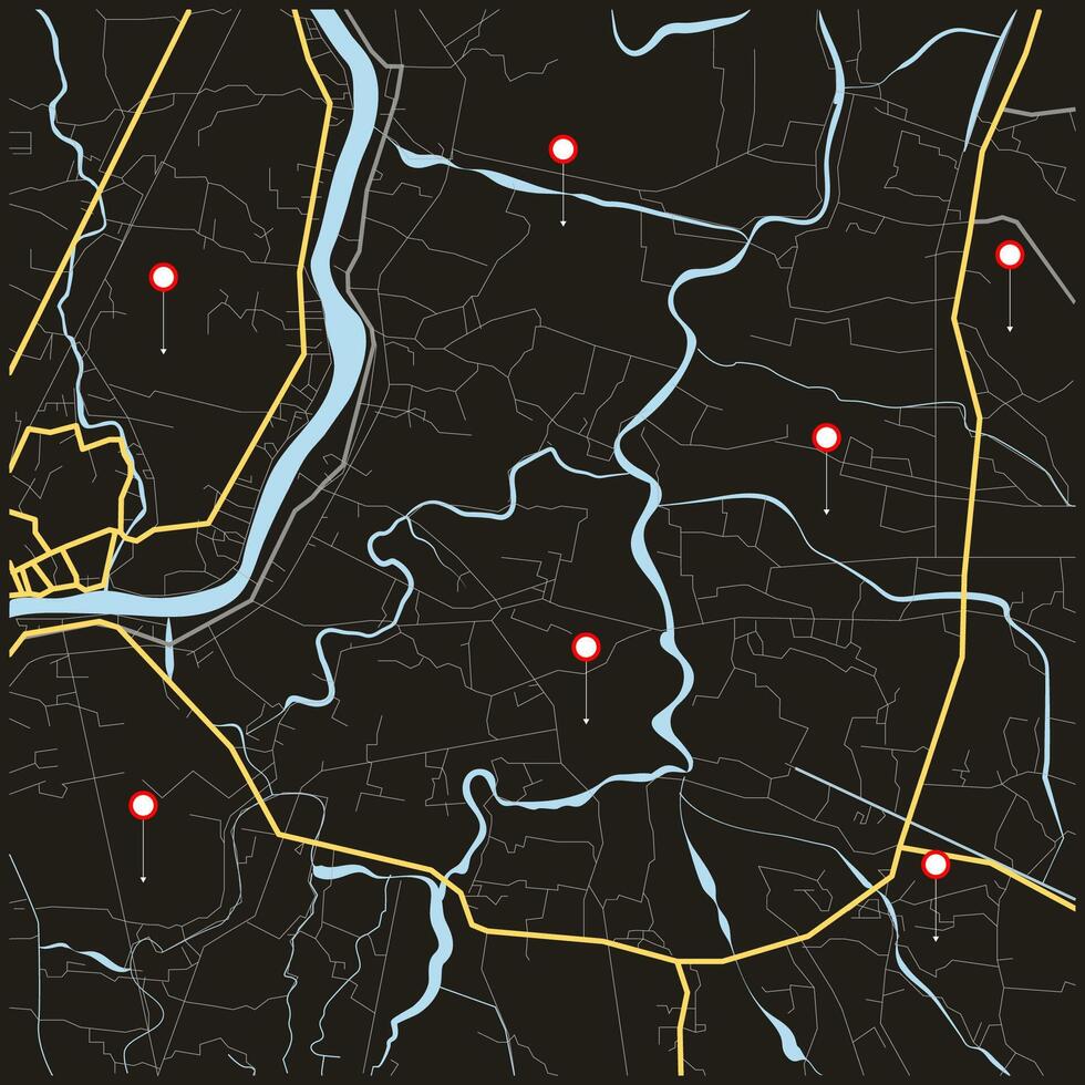 mappa della città per qualsiasi tipo di grafica informativa digitale e pubblicazione cartacea. vettore