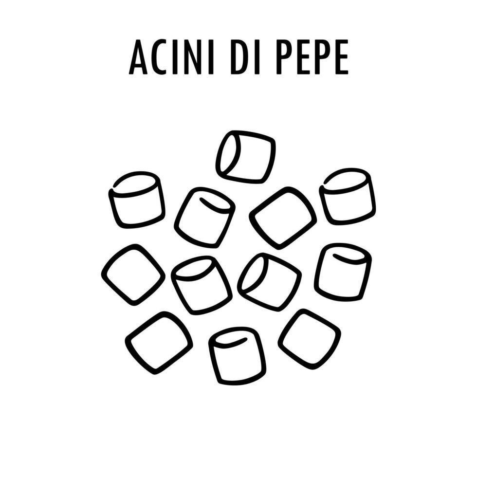 acini di Pepe scarabocchio cibo illustrazione. mano disegnato grafico Stampa di corto maccheroni genere di pasta. vettore linea arte elemento di italiano cucina