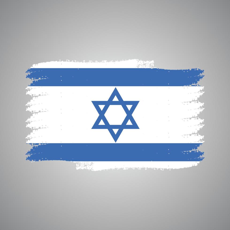 bandiera israeliana con pennello dipinto ad acquerello vettore