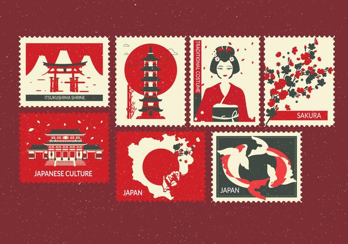 vettore di francobolli tokyo