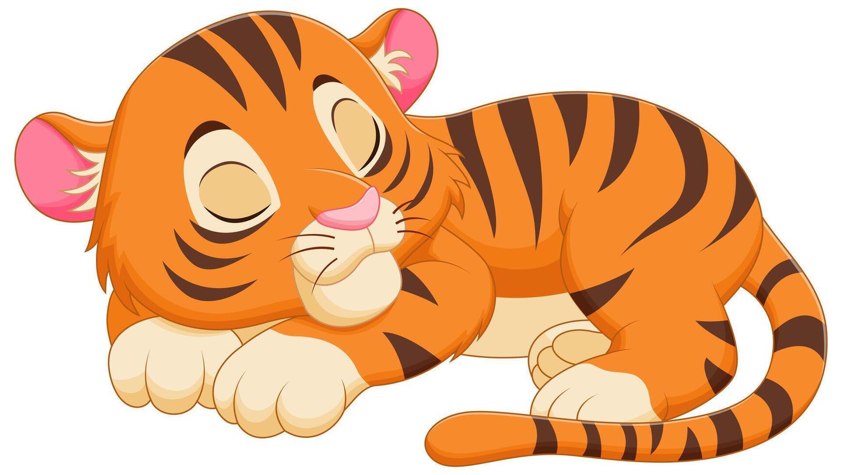 carino tigre cartone animato addormentato vettore illustrazione. animale natura icona concetto isolato premio vettore