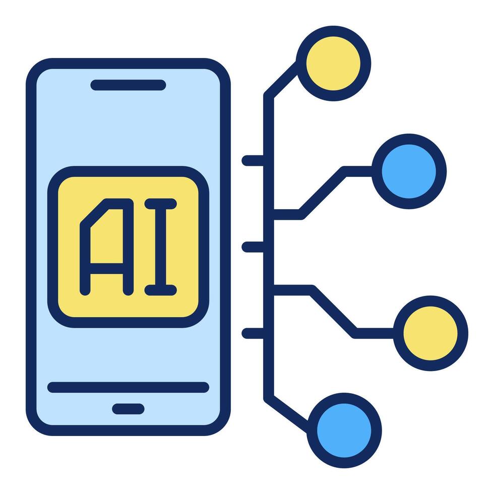 artificiale intelligenza inteligente Telefono aggeggio vettore ai smartphone colorato icona o cartello