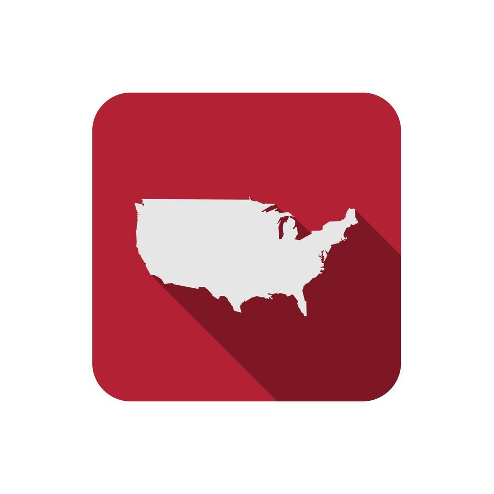 mappa del quadrato rosso degli stati uniti d'america con ombra lunga vettore
