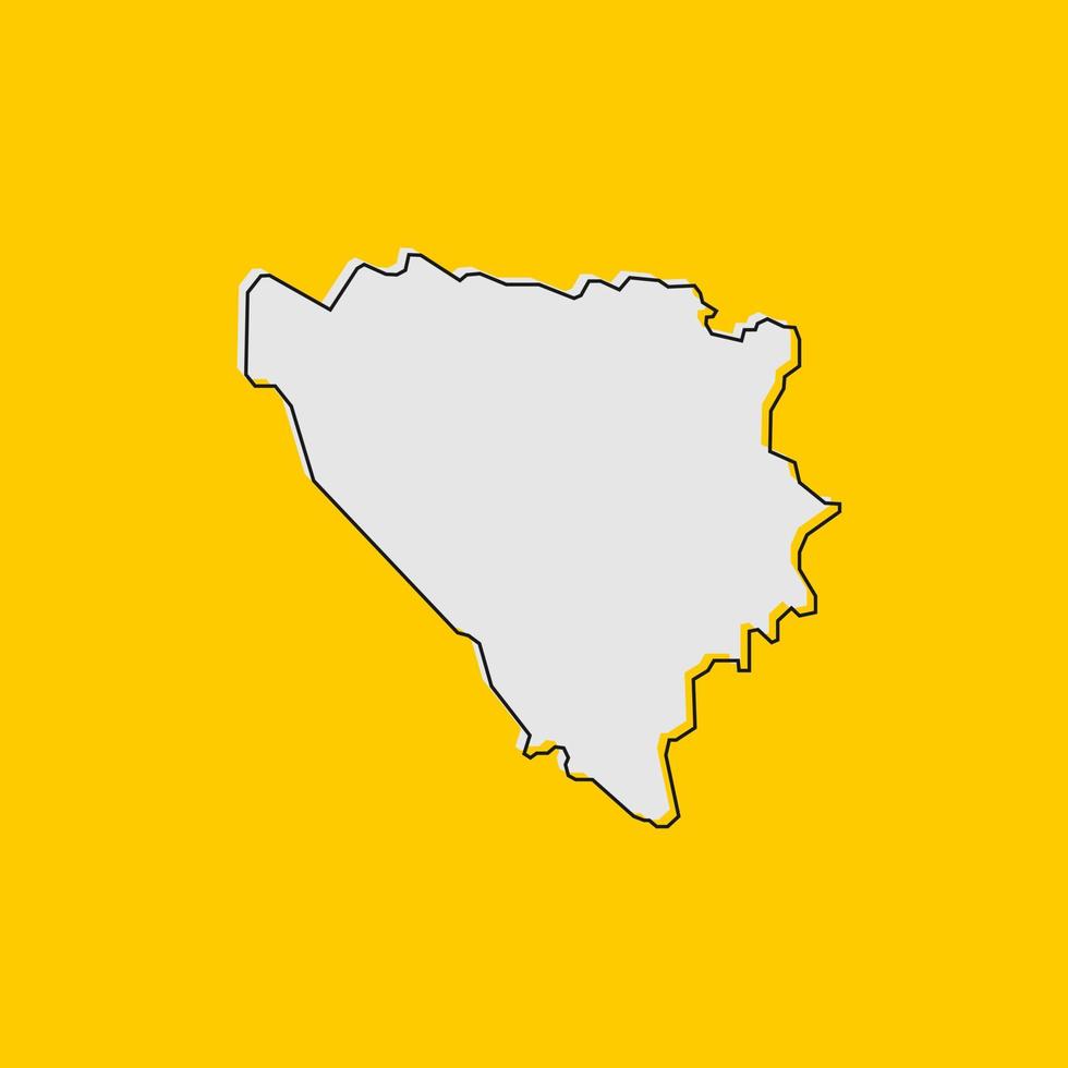 illustrazione vettoriale della mappa della bosnia e dell'erzegovina su sfondo giallo