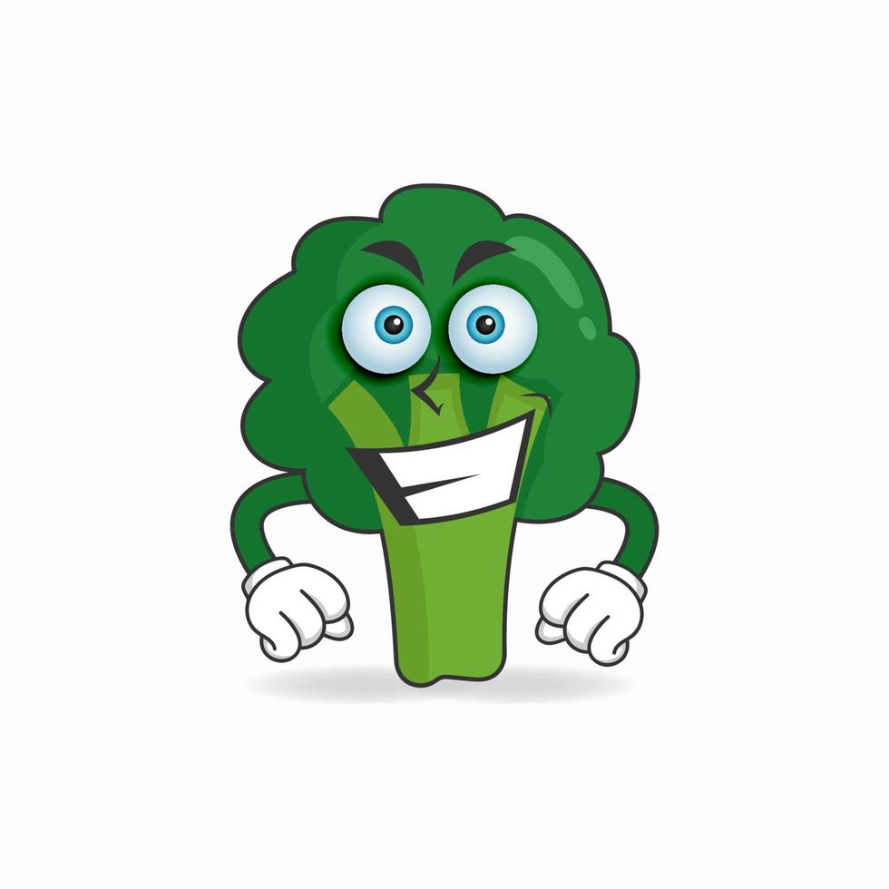 personaggio mascotte di broccoli con espressione di sorriso. illustrazione vettoriale