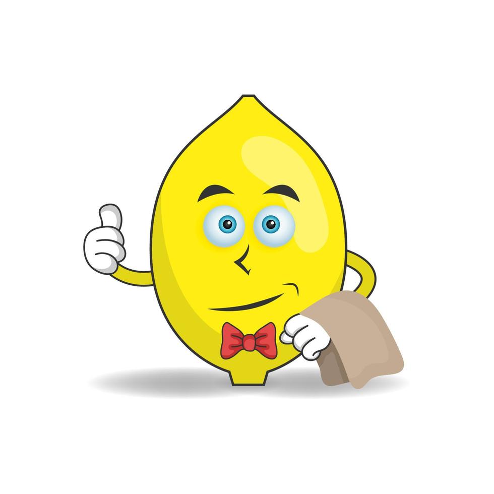 il personaggio mascotte del limone diventa camerieri. illustrazione vettoriale