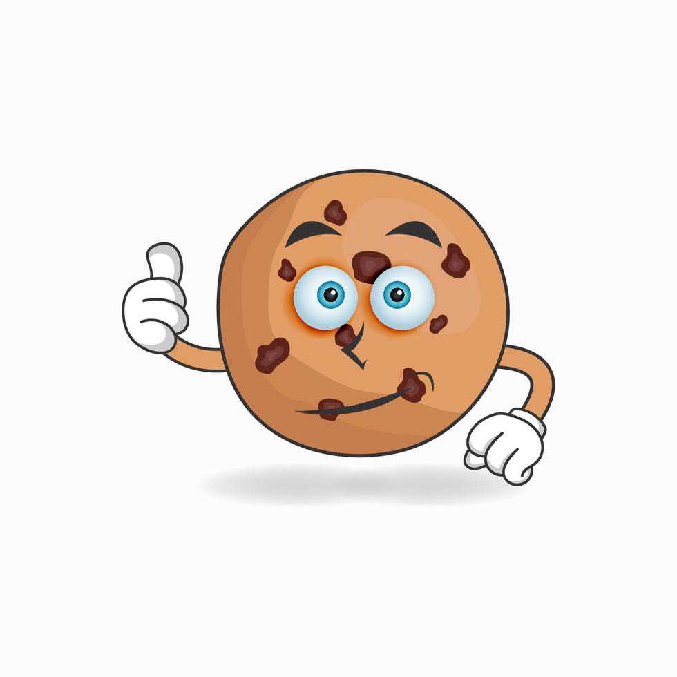 personaggio mascotte dei biscotti con il pollice in alto porta. illustrazione vettoriale