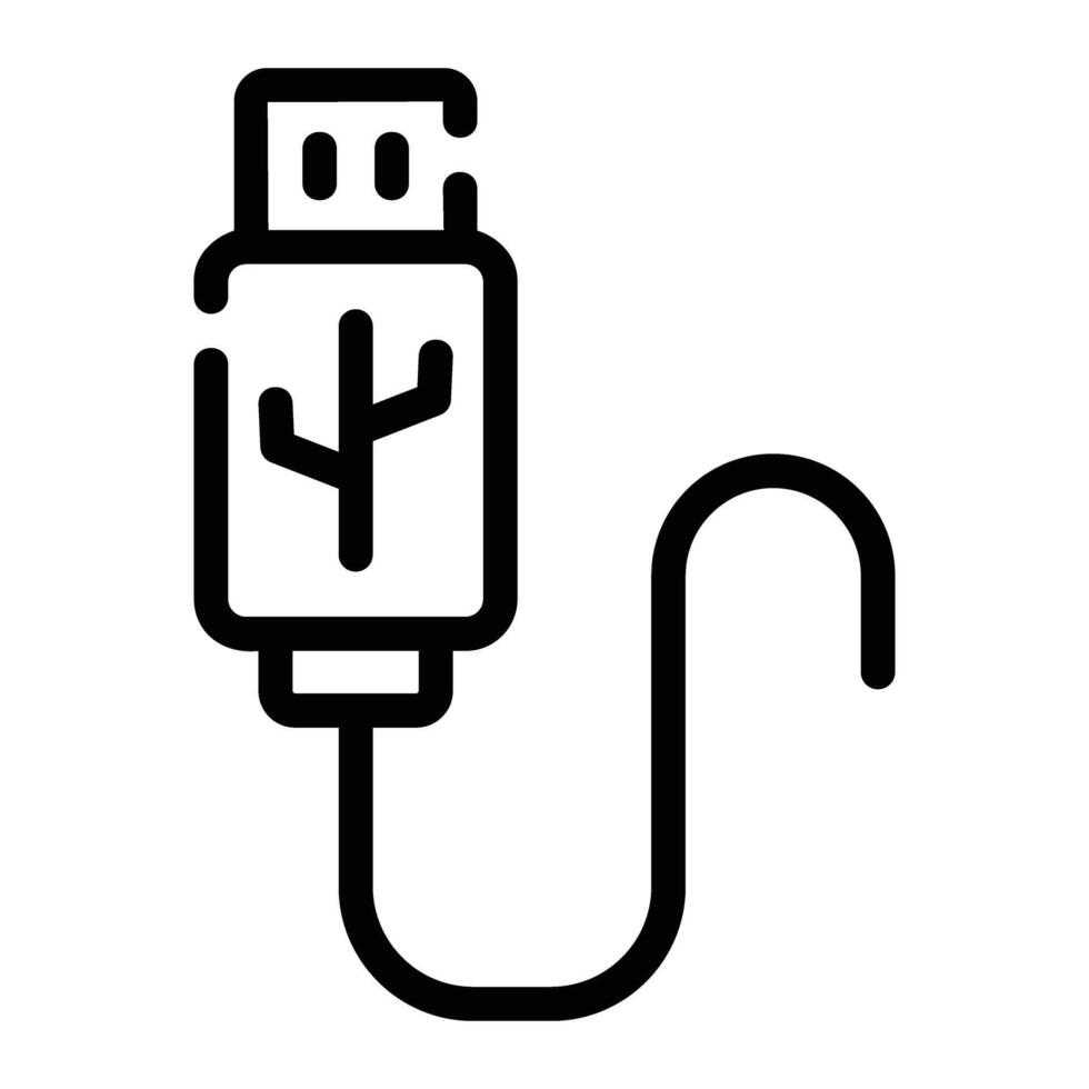 USB linea icona sfondo bianca vettore
