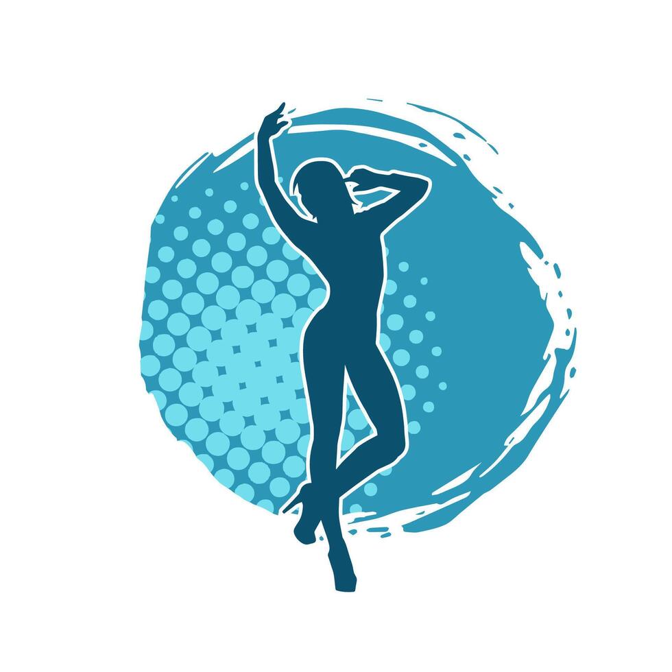 silhouette di un' femmina ballerino fare mano In piedi posa. silhouette di un' donna danza posa. vettore