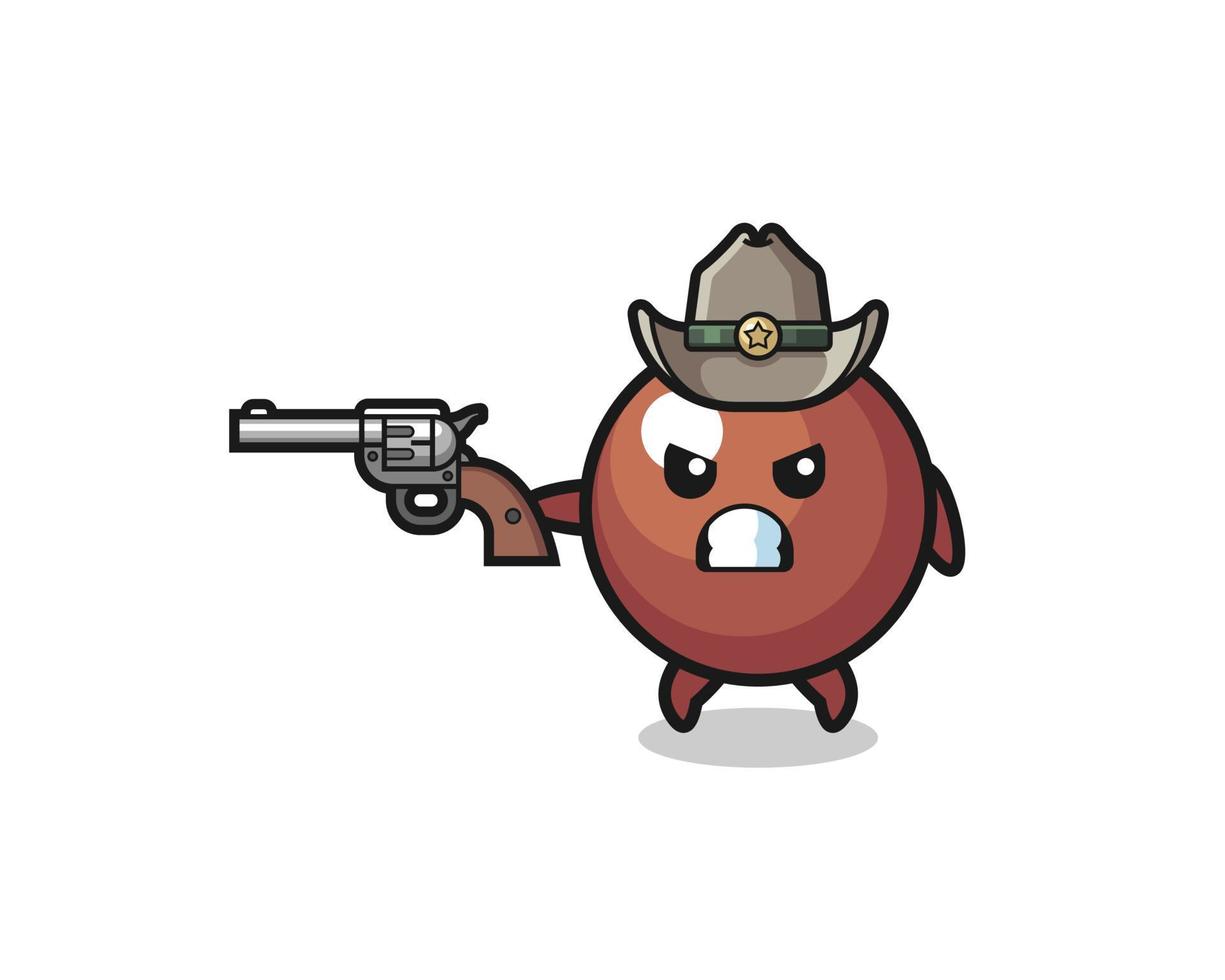 il cowboy della palla di cioccolato che spara con una pistola vettore