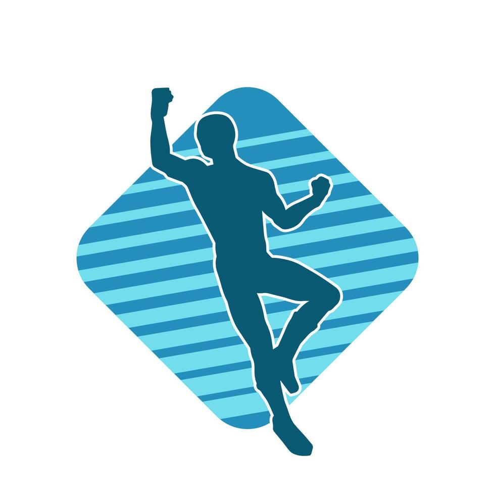 silhouette di un' sportivo uomo nel in esecuzione posa. silhouette di un' maschio correre posa. vettore