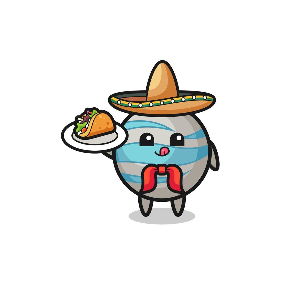 mascotte dello chef messicano del pianeta che tiene un taco vettore