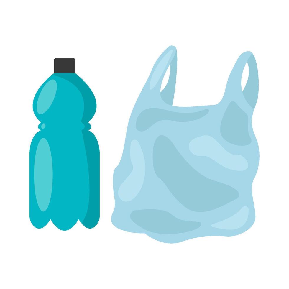 plastica Borsa raccolta differenziata con bottiglia plastica illustrazione vettore