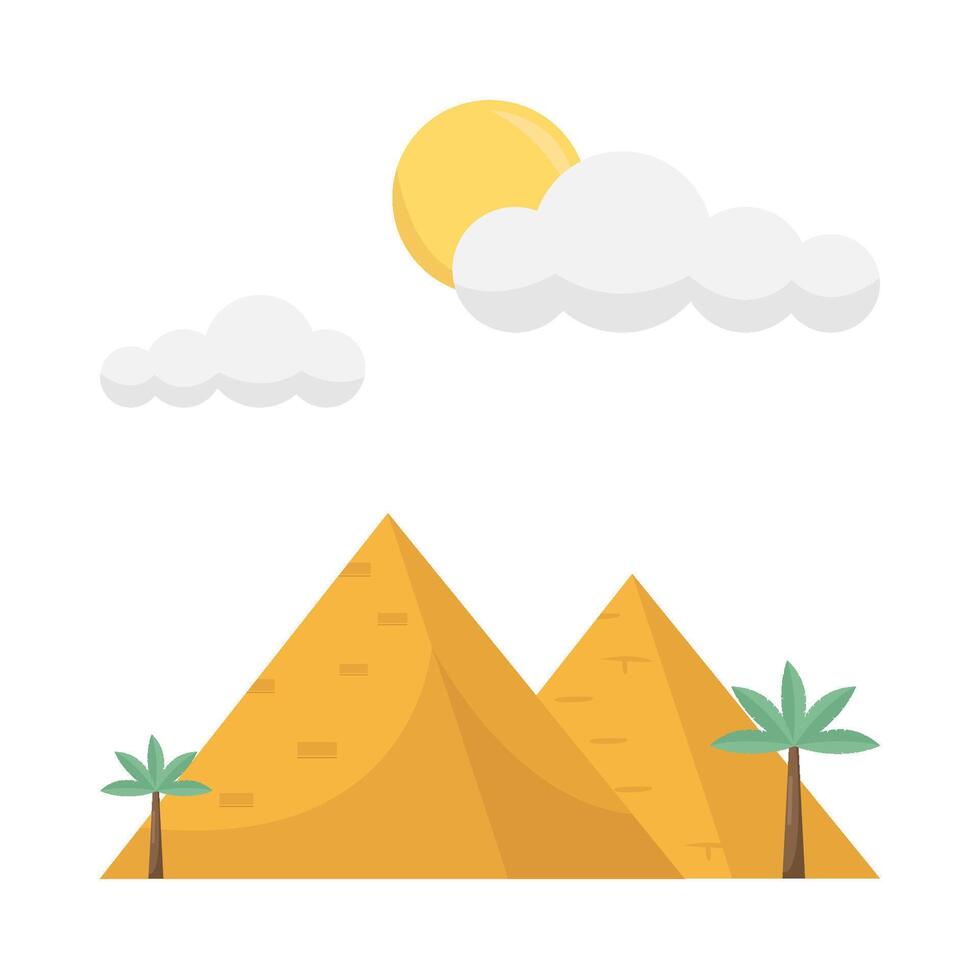 piramide, sole estate, palma albero con cammello illustrazione vettore