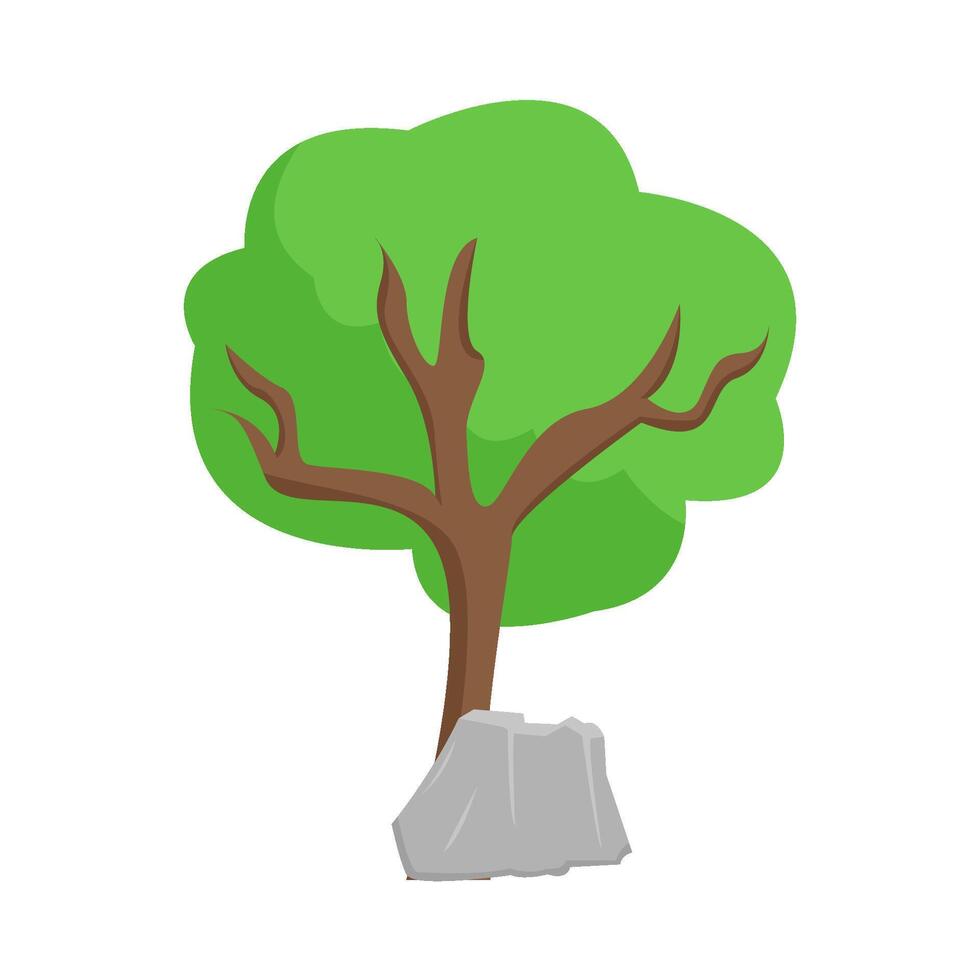 albero con pietra illustrazione vettore