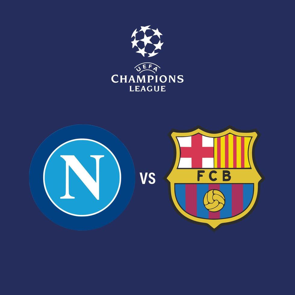 calcio calcio Barcellona vs napoli logo. lega di campioni. vettore